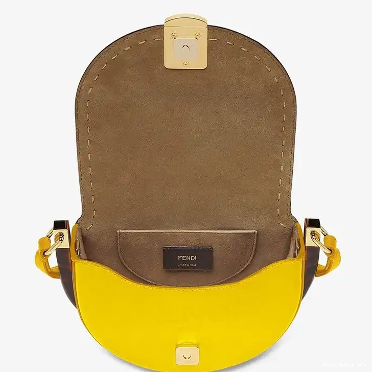 Cheap Bag Logo In Fendi ROMA Moonlight Leather Yellow Calf 0518